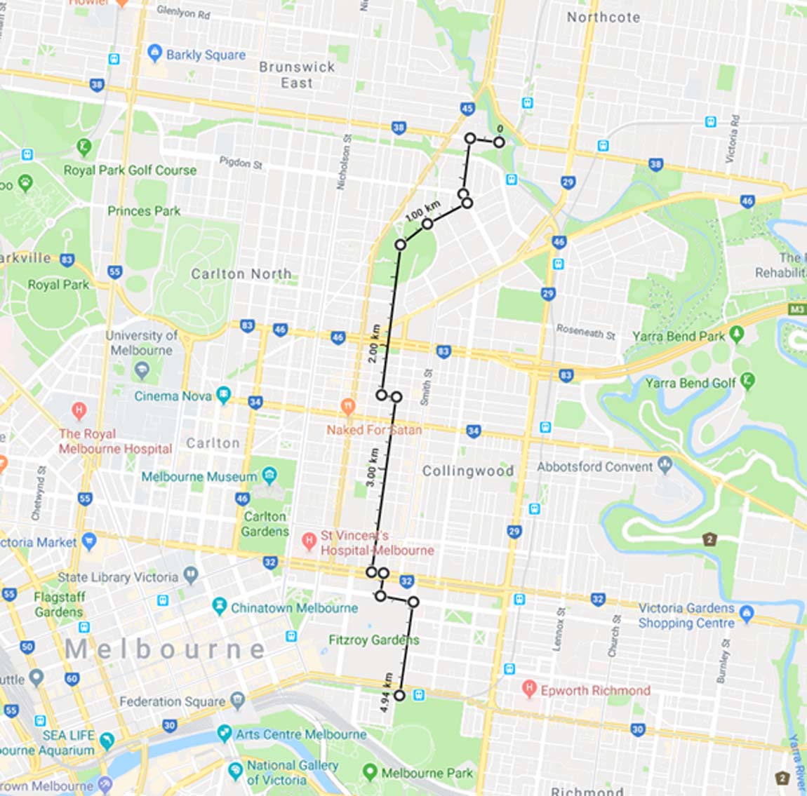 Relocating route in Fitzroy north